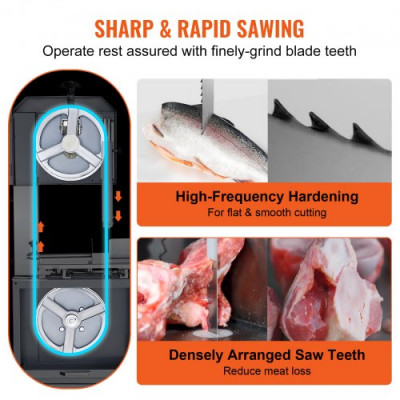 VEVOR Hojas de Sierra de Cinta 2020x16x0,56 mm Hojas de sierra para Huesos de Acero al Carbono 5 Piezas Accesorio de Repuesto de Dientes Afilados para Sierra de Carnicero para Cortar Carne Congelada