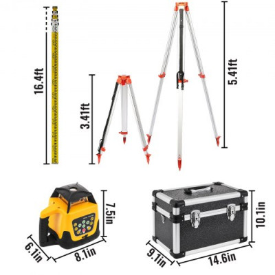 Vevor 360 ° Nivel Láser Verde Rotativo Líneas Autonivelante 500m 1,65m Trípode