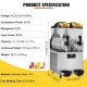 Buy x 12L/3.2 Gal 2 Bowls Commercial Slush Machine Frozen Drink Slush Maker Stainless Steel & PC Control Panel for Restaurants Cafes Bars