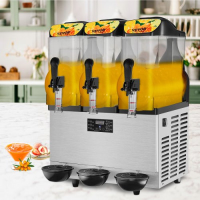 Máquina de granizado comercial, cuenco triple de 36 L/9.6 galones, máquina de margarita de 150 tazas, máquina de margarita de acero inoxidable 860 W, máquina de granizado para fiestas, cafetería