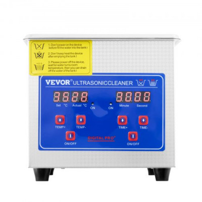 VEVOR Limpiador Ultrasónico 1,3L, 60W Limpiador Ultrasónico Profesional de Acero Inoxidable, Máquina de Limpieza Ultrasónica Potente Frecuencia de 40 kHz con Pantalla LED para Joyas, Reloj, Gafas