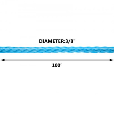 VEVOR Cable de cabrestante sintético de 3/8 pulgadas, 100 pies, 18740 libras para remolque, azul