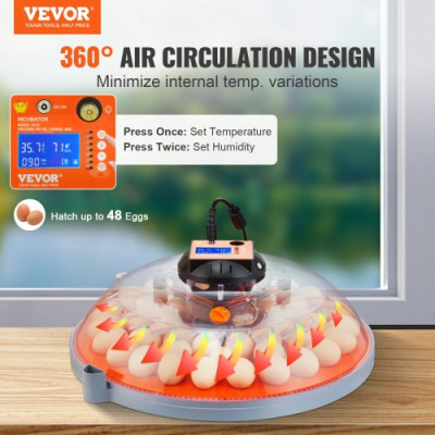 Incubadora de huevos VEVOR, incubadoras para huevos para incubar, giro automático de huevos, 48 huevos