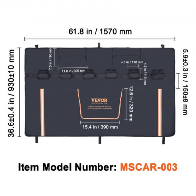 VEVOR Almohadilla protectora para portón trasero, 157 cm, 6 bicicletas