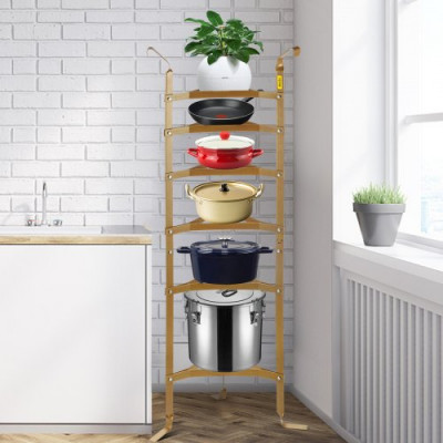 Soporte para Utensilios de Cocina 6 Niveles Estante Vertical para Almacenamiento de Cocina, Soporte para Almacenamiento de Cocina 21 lbs de Acero al Carbono para Sartenes, Ollas, Cestas, Cobrizo