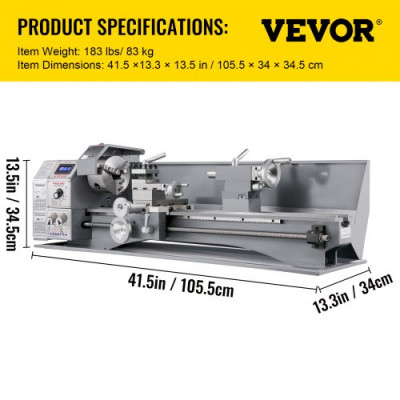 Torno de metal 22 x 60cm 750W Torno para taladrado de torneado 8,7"x 23,6