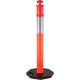 Buy PE + Rubber Parking Post, Traffic Bollard with Reflective Strip Pack of 10, Orange Parking Barrier, 6kg Each, 42x42cm Rubber Base, Height 110cm Diameter 10cm