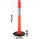 Buy PE + Rubber Parking Post, Traffic Bollard with Reflective Strip Pack of 10, Orange Parking Barrier, 6kg Each, 42x42cm Rubber Base, Height 110cm Diameter 10cm