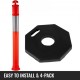 Buy Rubber Pe Parking Post Traffic Bollard with Reflective Strip Set of 4 Orange Parking Barrier 6kg of Each Rubber Base