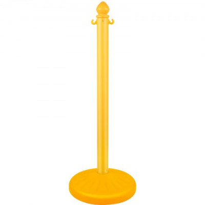 Barrera de Aparcamiento 6 piezas Altura 99 cm Plástico PE Poste de Tráfico Base 35 x 35 cm Cadena 1 m Cúpula Amarillo Bolardo de Aparcamiento Llenar con Agua o Arena en Base para más Estabilidad