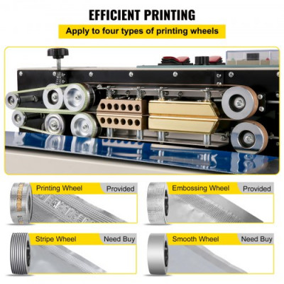 Sellador de Banda Continua 6-15 mm del Ancho del Sello Máquina de Sellado Continuo 0-24 m / min Sellador Sutomático de Bandas 21 kg para Muchos Materiales de Película, como PP, PE, PV, OPP, PS