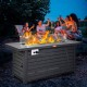 Buy 54" 50000 BTU Outdoor Propane Gas Fire Pit Table with Glass Top and Lid