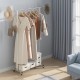 Buy Clothes Rack with 4 Wheels, 1 Bar and 1 Shelf, Extendable Length from 78-138 cm, Steel Clothes Rack, Standing Clothes Rack for Storing Clothes, Shoes, Boxes, Accessories in Bedrooms