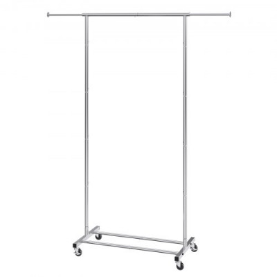 VEVOR Perchero Burro para Ropa con 4 Ruedas de 1 Barra y 1 Estante Longitud Extensible de 78-138 cm Perchero de Acero Perchero de Pie para Almacenaje de Ropas Zapatos Cajas Accesorios en Dormitorios