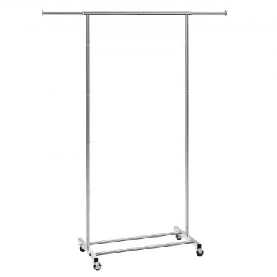 VEVOR Perchero Burro para Ropa con 4 Ruedas de 1 Barra y 1 Estante Longitud Extensible de 78-138 cm Perchero de Acero Perchero de Pie para Almacenaje de Ropas Zapatos Cajas Accesorios en Dormitorios