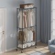 Buy Clothes Rack with 4 Wheels, 2 Bars and 2 Upper and Lower Shelves, Steel Clothes Rack, Load 136 kg, Standing Clothes Rack, 915 x 450 x 2040 mm, for Storing Clothes, Shoes in the Bedroom