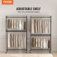 Buy Clothes Rack with 4 Wheels, 2 Bars, 3 Shelves, 2 Side Supports, Steel Clothes Rack, Load 182 kg, Standing Clothes Rack, 1162 x 450 x 2040 mm, for Clothes Storage in Bedrooms