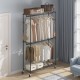 Buy Clothes Rack with 4 Wheels, 2 Bars, 3 Shelves, 2 Side Supports, Steel Clothes Rack, Load 182 kg, Standing Clothes Rack, 1162 x 450 x 2040 mm, for Clothes Storage in Bedrooms