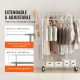 Buy Clothes Rack with 4 Wheels, 1 Shelf and 2 Bars, Extendable Length from 128-191 cm, Height from 144-187 cm, Steel Clothes Rack, Load of 272 kg, for Clothes Storage in Bedrooms