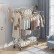 Buy Clothes Rack with 4 Wheels, 1 Shelf and 2 Bars, Extendable Length from 128-191 cm, Height from 144-187 cm, Steel Clothes Rack, Load of 272 kg, for Clothes Storage in Bedrooms