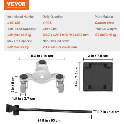 VEVOR Carro de Mudanzas de acero de 6