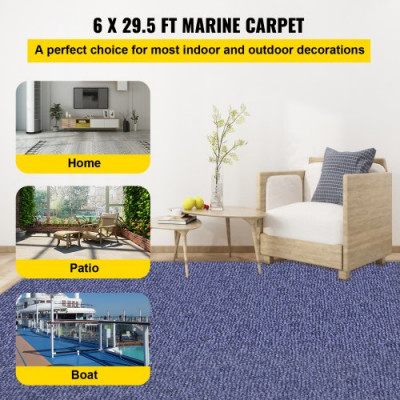 VEVOR Alfombras Salón Grandes 1,8 x 9 m, Alfombras de Habitación 1,8 x 9 m, Alfombra de Pelo Largo, Alfombra Antideslizante, Alfombra Exterior, Alfombra Shaggy de Pelo Largo para Salón, TPR, Azul