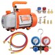 Bomba de Vacío Aire Acondicionado 100 L/min Bomba de Vacío Refrigeración HVAC 150 W Kit Manómetros y Manguera Goma Tricolor 1440 rpm Bolsa de Transporte para R134a R1234yf Auto Frigorífico