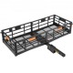 Koop Hitch Cargo Carrier 60" x 24" x 14" stalen buis 2" ontvanger opvouwbare mand bagagedrager 500 lb belasting met stabilisator voor achtervrachtwagen SUV reizen