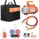 Comprar Bomba de Vacío para Aire Acondicionado 100 L/min Bomba de Vacío HVAC 150 W con Kit de Manómetro y Manguera de Goma Tricolor 1440 rpm Bolsa de Transporte para R134a Aire Acondicionado de Coche