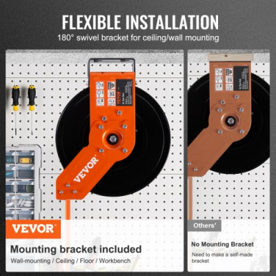 VEVOR Carrete de Manguera de Aire Retráctil Manguera de Aire Híbrida 3/8