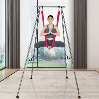 VEVOR Kit de Columpio y Hamaca Aérea para Yoga, Soporte de Yoga Profesional de 295 cm de Altura, Hamaca Roja de 6x2,6 m, Capacidad de Carga Máxima de 250 kg, para Fitness, Culturismo, Pilates, Rojo