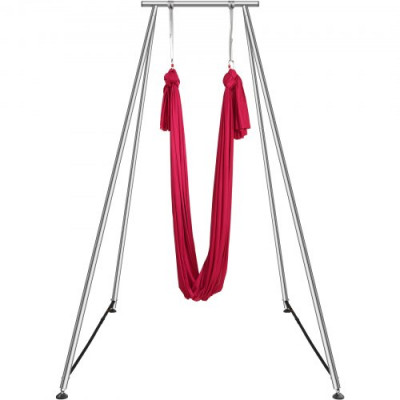 VEVOR Kit de Columpio y Hamaca Aérea para Yoga, Soporte de Yoga Profesional de 295 cm de Altura, Hamaca Roja de 6x2,6 m, Capacidad de Carga Máxima de 250 kg, para Fitness, Culturismo, Pilates, Rojo