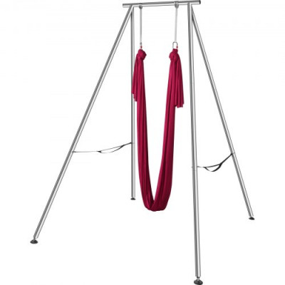 VEVOR Kit de Columpio y Hamaca Aérea para Yoga, Soporte de Yoga Profesional de 295 cm de Altura, Hamaca Roja de 6x2,6 m, Capacidad de Carga Máxima de 250 kg, para Fitness, Culturismo, Pilates, Rojo