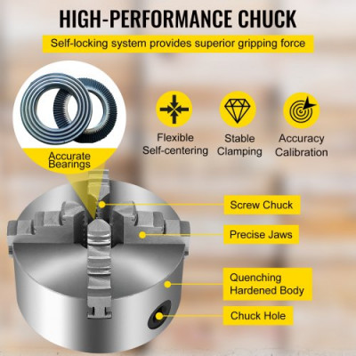 Mandril de Torno Autocentrante 125 mm, Torno de Mandril Autocentrante de 4 Mordazas, Fresado de Rectificadoras Internas y Externas Accesorios de Torno de Herramienta para Máquinas de Soldar