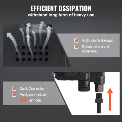 Llave de Impacto Neumática Cuadrada de 1,27cm Pistola de Clavos de Aire 3701 Nm 6000rpm Aluminio con conector Rápido de Aire Bidón de Aceite