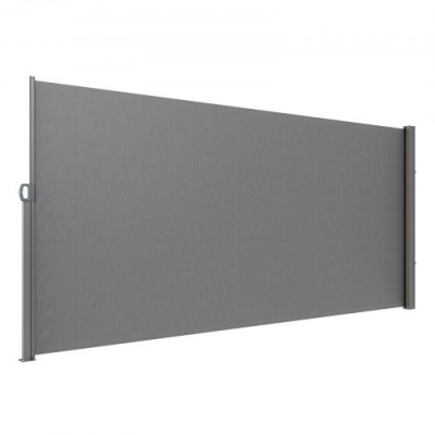 VEVOR Toldo Lateral Retráctil Pantalla de Privacidad al Aire Libre 200x300 cm Toldo Lateral contra Viento Impermeable de Poliéster Divisor de Habitación UV 30+ para Patio, Jardín, Balcón, Gris