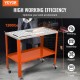 Buy 36" x 18" Welding Table Welding Workbench 1200lb Load Steel on Casters with Brake, 2 Tiers 4 Tool Slots, 1.6cm Fixing Holes