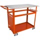 Koop 36" x 24" Lastafel Laswerkbank Belasting 272 kg Staal op wielen met dubbellaags opbergbord, 1/2" accessoiregaten, 11 haken