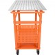 Koop 36" x 24" Lastafel Laswerkbank Belasting 272 kg Staal op wielen met dubbellaags opbergbord, 1/2" accessoiregaten, 11 haken