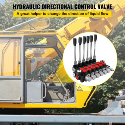 VEVOR Válvula de control direccional hidráulica Válvula de carrete hidráulico 6 carretes 11 GPM