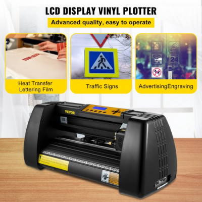 VEVOR Máquina Cortadora de Vinilo de 375 mm, Letrero de Vinilo Plotter de Corte, Vinilo Cortador, Plotter de Corte de Vinilo Negro, Impresora Sublimación 35cm (375 Manual)