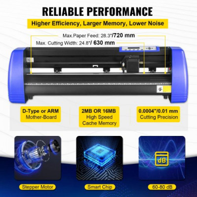 VEVOR Plotter de Corte Cortador de Vinilo Máquina de Cortador de Plotter de Vinilo de 720mm Vinilo Cortador Letrero para Corte Negro Azul