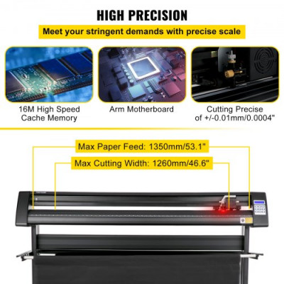 Plóter de Corte de Vinilo 1350 mm Luz de Guía LED Signmaster Label Maker Plotter de Corte de Vinilo 15-800 mm/s para Campo de Publicidad Decoración Variada Artesanía Fabricación de Etiqueta