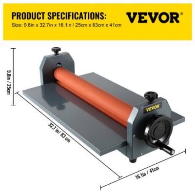 VEVOR Máquina Laminadora 650 mm, para Montaje de Láminas de Fotografías de Vinilo, Laminadora con Rodillo en Frío Manual 25,5