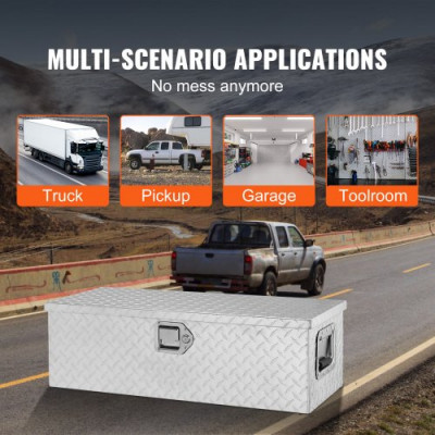 VEVOR Caja de Herramientas para Camión de Aluminio 76,2x33x24,4cm Caja de Contenedor con Cerradura con Llaves y Asas Laterales para Almacenamiento de Contenedores de Autocaravana Remolque Plata