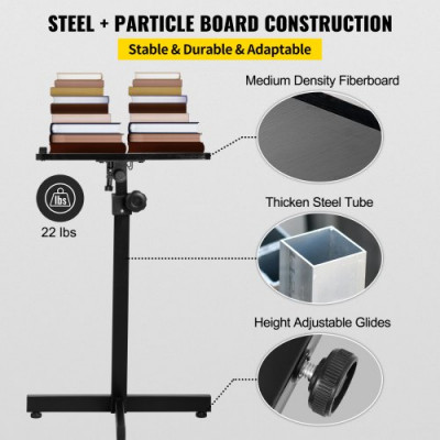 Podio de Madera de Pie 50 x 40 cm Podio Portátil de Madera Capacidad de 10 kg, Acero y Madera de Partículas, Podio de Madera Ajustable con Altura 76,5-109 cm para Escuelas, Oficinas, Estudios