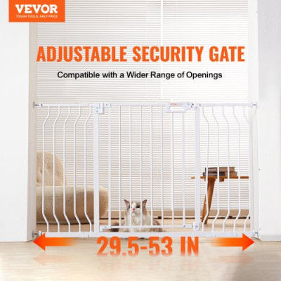 VEVOR Barrera de Seguridad Extensible Ancho de 75-135 cm Altura de 76 cm Cierre Automático Puerta de Escalera sin Taladrar Ancho de Apertura de 533 mm a 180° Valla para Niños y Perros para Interior