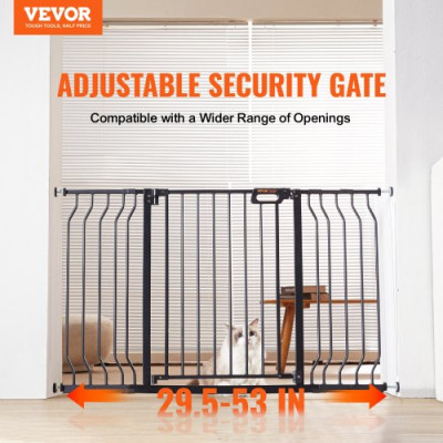 VEVOR Barrera de Seguridad Extensible Ancho de 75-135cm Altura de 76cm Cierre Automático Puerta de Escalera sin Taladrar Ancho de Apertura de 533mm 180° Valla para Niños y Perros para Interior, Negro