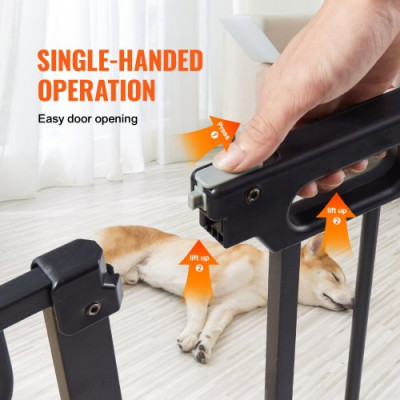 VEVOR Barrera de Seguridad Extensible Ancho de 75-135cm Altura de 76cm Cierre Automático Puerta de Escalera sin Taladrar Ancho de Apertura de 533mm 180° Valla para Niños y Perros para Interior, Negro