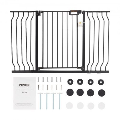 VEVOR Barrera de Seguridad Extensible Ancho de 75-135cm Altura de 76cm Cierre Automático Puerta de Escalera sin Taladrar Ancho de Apertura de 533mm 180° Valla para Niños y Perros para Interior, Negro